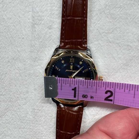 Blue Quartz Watch for Men Leather Band Waterproof Luminous Date Week NEW - Picture 11 of 11